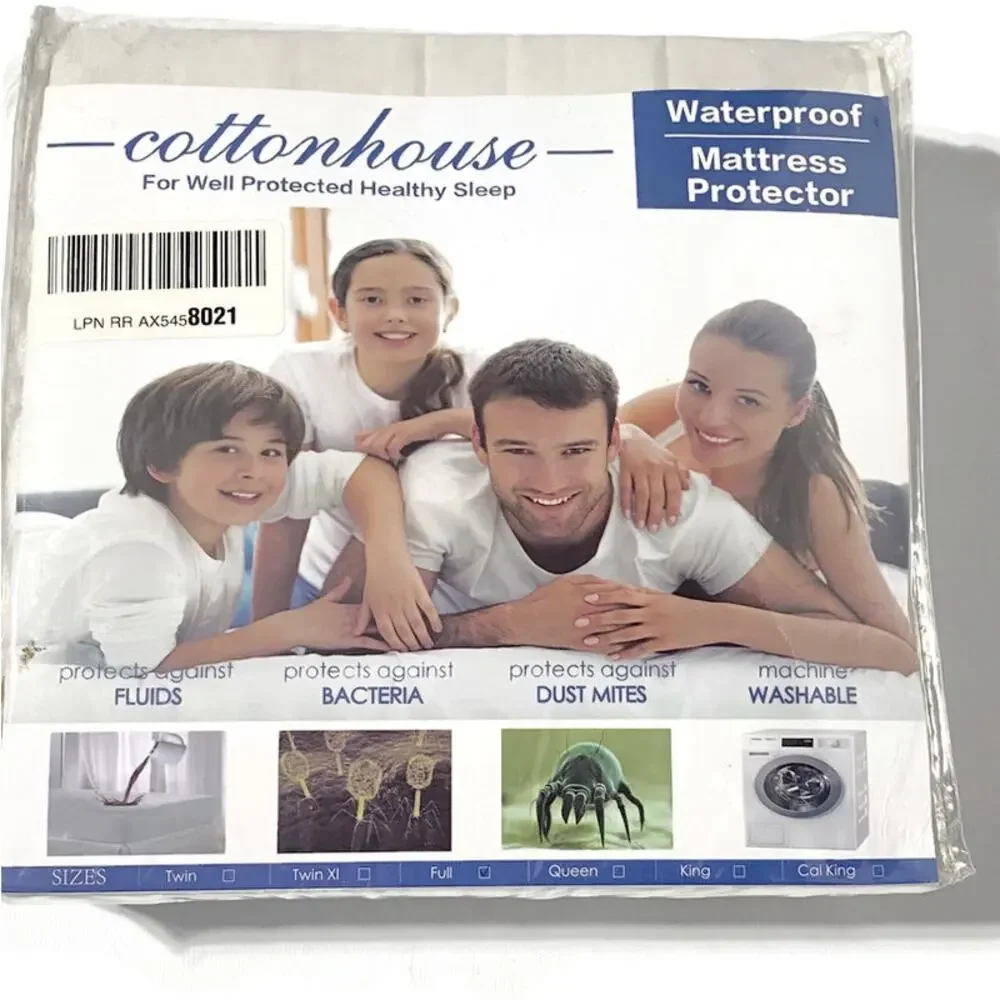 Cotton House Waterproof Full Mattress Protector White Cotton - NEW